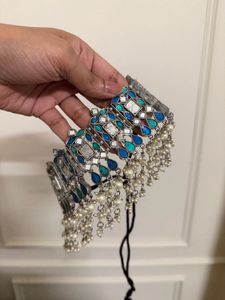 Oxidized Silver Blue &amp; Green Choker