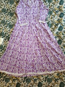 Purple Floral Print Kurta Set with Dupatta