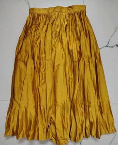 Mustard Yellow Pleated Midi Skirt