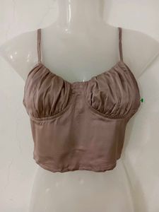 Satin Ruched Bustier Top