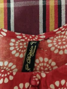 Red Floral Print Kurta