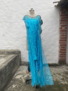 Sparkling Blue Gown with Train