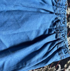 Classic Blue Denim Button-Up Skirt