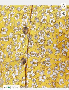 Yellow Floral Print Peplum Top