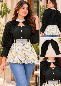 Chic Black Top with Detachable Cape sleeves
