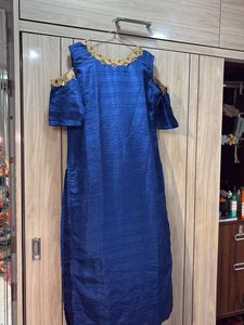 Elegant Royal Blue Cold Shoulder Kurta