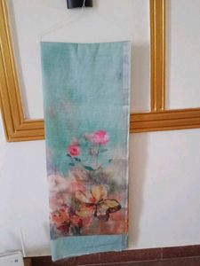 Elegant Floral Print Linen Dupatta