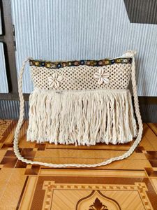 Bohemian Macrame Fringe Crossbody Bag