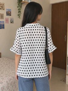 White Polka Dot Top