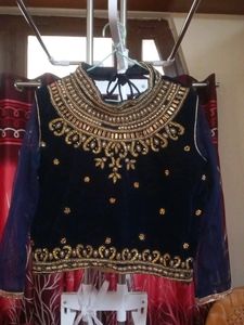 Red Blue Lehanga