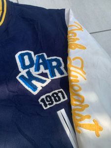 leathers sleeves varsity jacket