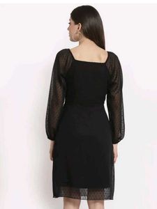 Elegant Dark Green Puff Sleeve Dress