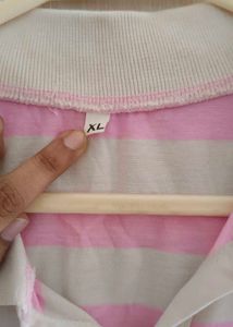 Cute Pink Striped Polo Shirt