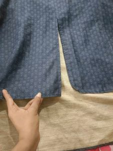 Front slit Grey Printed Kurta