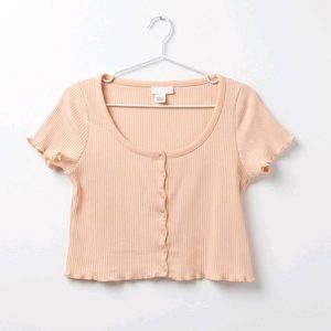 Ribbed Button-Up Crop Top