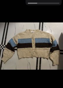 Cozy Striped Cropped Cardigan