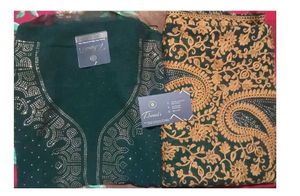 Green Embroidered Unstitched suit set