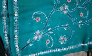 Stunning Teal Saree with Embellishments
