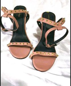 Studded Pink Block Heels with flaws