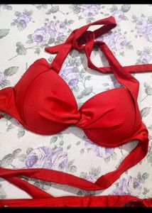 Red Halter Bikini Set