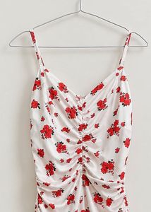 White Ruched Floral Mini Dress