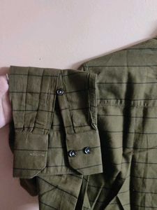 Men's Olive Striped Formal Shirt