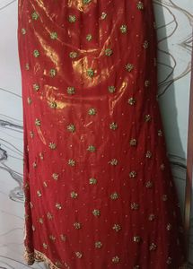 Maroon Zari &amp; Sequin Designer Lehenga