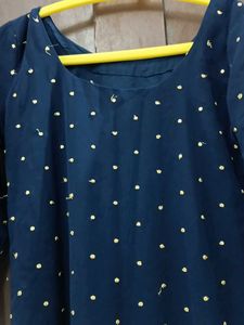 Navy Blue Polka Dot Kurta