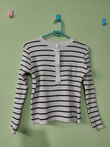 Striped Ribbed Long Sleeve Top