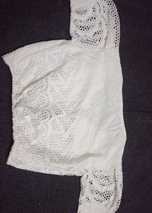 Chic White Cropped Lace Top