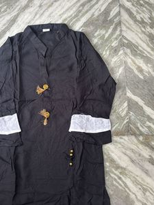 Elegant Black Kurta with White Accents