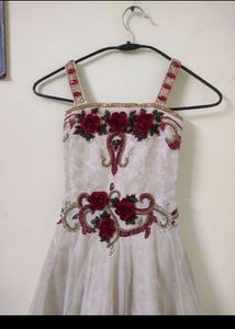 Backless Gown With 4 Layers, Velvet Embroidery