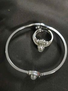 ANTI TURNISH|Elegant Silver Bracelet and Ring Set