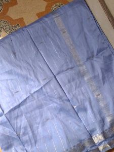 Elegant Blue Saree with Silver Border