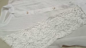 Elegant White Lace Sleeve Kurta top