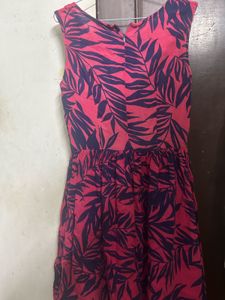 Pink &amp; Navy Floral Print Dress