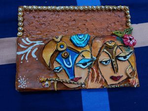 Handmade Radha Krishna Painting With Clay