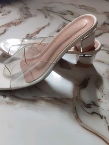 Chic Clear Strap White Heels