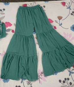 🌙 Green Mirror Work Sharara Set 💚