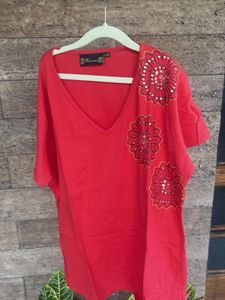 Red Tshirt with Embellishments