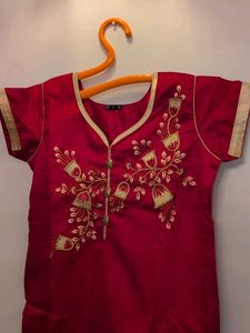 Elegant Dark Pink Embroidered Kurta with dupatta