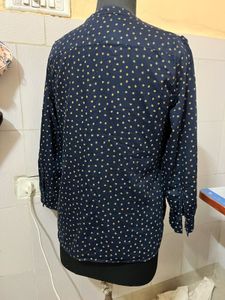 Navy Blue Printed Button-Down Shirt