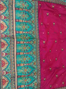 Vibrant Pink Embroidered Silk Saree