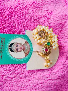 Beautiful Marathi Big Size Nath, Nose Ring Without Piercing Clip On