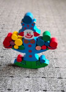 Vintage Wooden Balancing Clown Toy