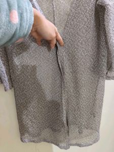 Elegant Silver Knit Cardigan