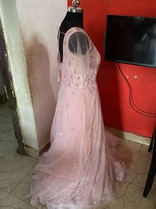 Stunning Pink Sequined Gown with shawl