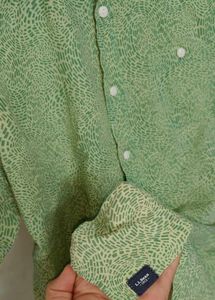 LLBean Men's Green Print Short Sleeve Shirt
