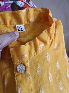 Kids Yellow Kurta White Pyjama