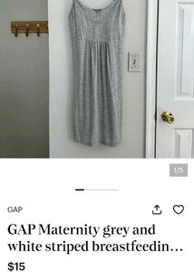 GAP Maternity Grey & White Striped Dress
